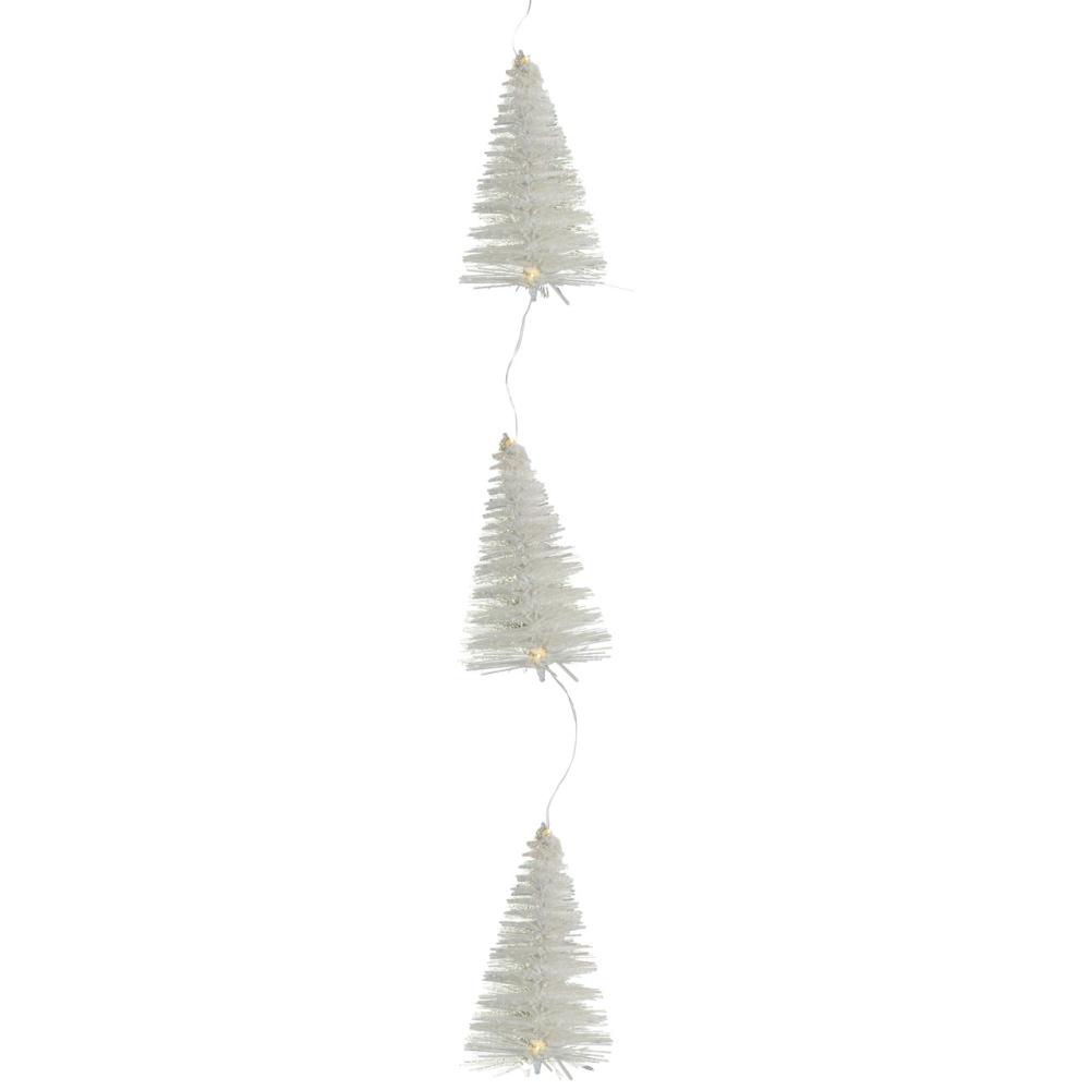 Specialty Garland | LED Lighted Battery Operated White Mini Sisal Tree Christmas Garland – 6.5′ – Warm White Lights Garland Specialty Garland