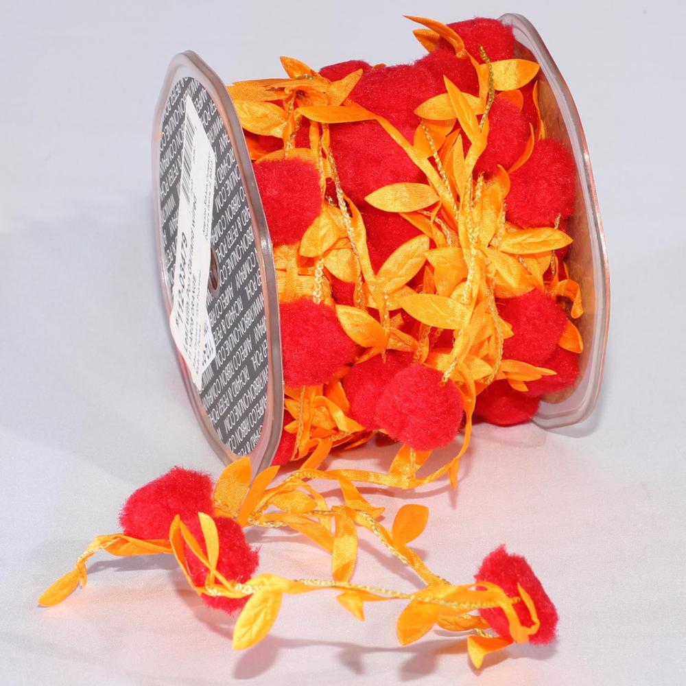 Specialty Garland | Orange Leaves with Pom Pom Party Garland 0.75" x 22 Yards Garland Specialty Garland