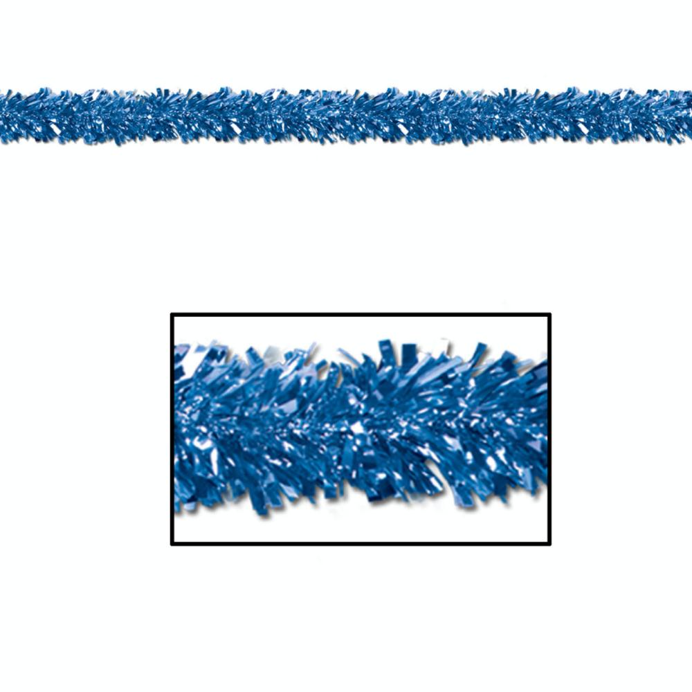 Specialty Garland | Pack of 12 Festive Metallic Blue Foil Tinsel 6-Ply Christmas Garlands 15′ – Unlit Classic Tinsel Garland Classic Tinsel Garland