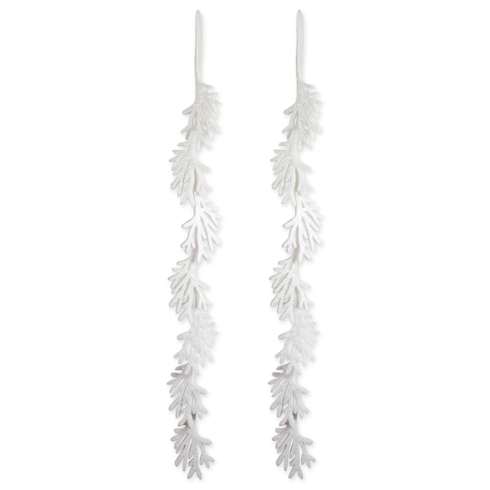 Specialty Garland | Set of 2 White Hanging Foam Garland Leaves 51" Garland Specialty Garland