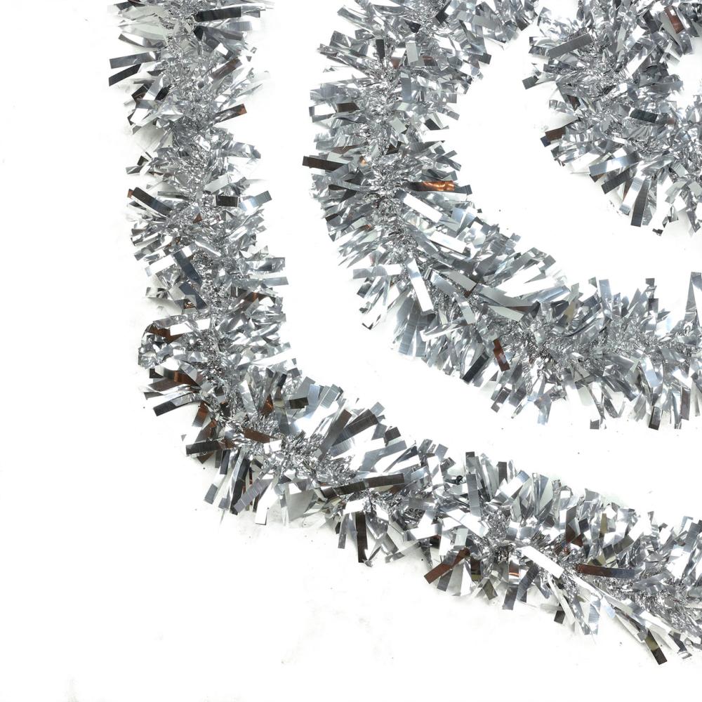 Specialty Garland | Shiny Wide Cut Commercial Christmas Tinsel Garland – 50′ – Silver – Unlit Classic Tinsel Garland Classic Tinsel Garland