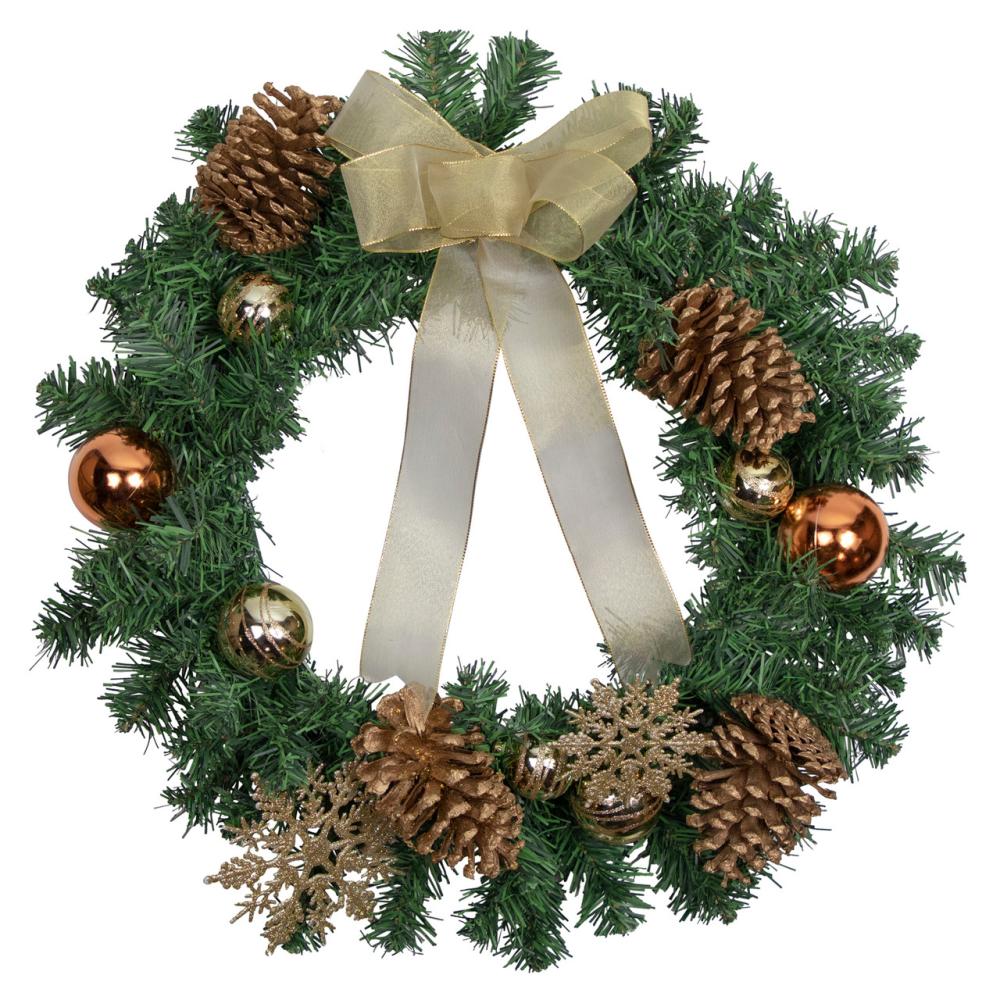 Specialty Wreaths | 24" Pre-Decorated Ball Ornaments and Bow Artificial Christmas Wreath – Unlit Specialty Wreaths Specialty Wreaths