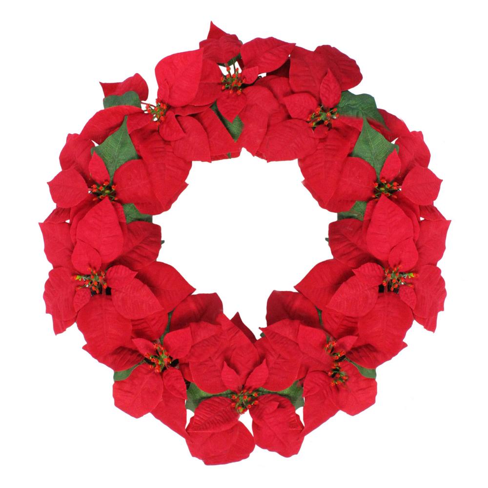 Specialty Wreaths | 24" Red Artificial Poinsettia Flower Christmas Wreath – Unlit Specialty Wreaths Specialty Wreaths