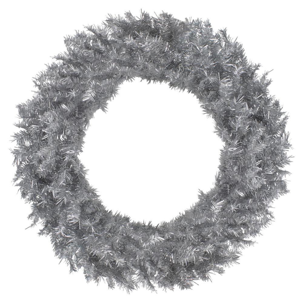 Specialty Wreaths | 36" Silver Tinsel Artificial Christmas Wreath, Unlit Specialty Wreaths Specialty Wreaths