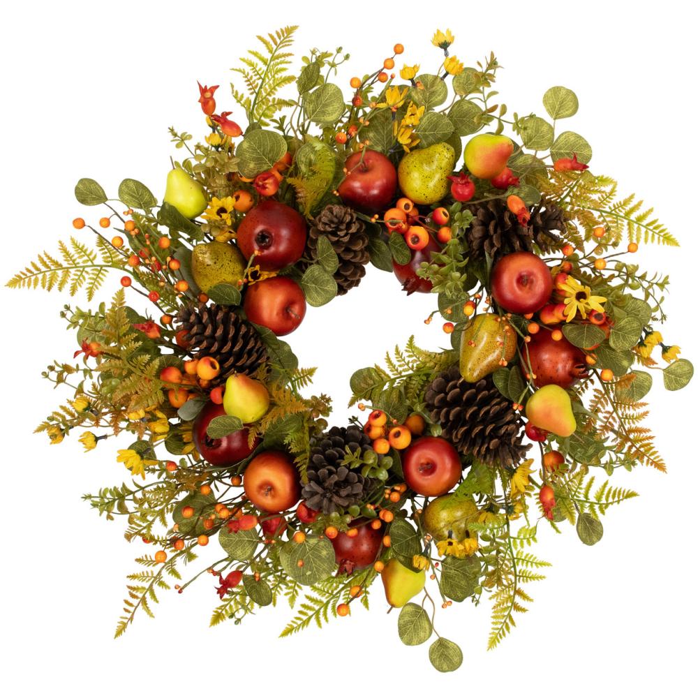 Specialty Wreaths | Apples and Pears Artificial Fall Harvest Wreath – 26" – Unlit Specialty Wreaths Specialty Wreaths