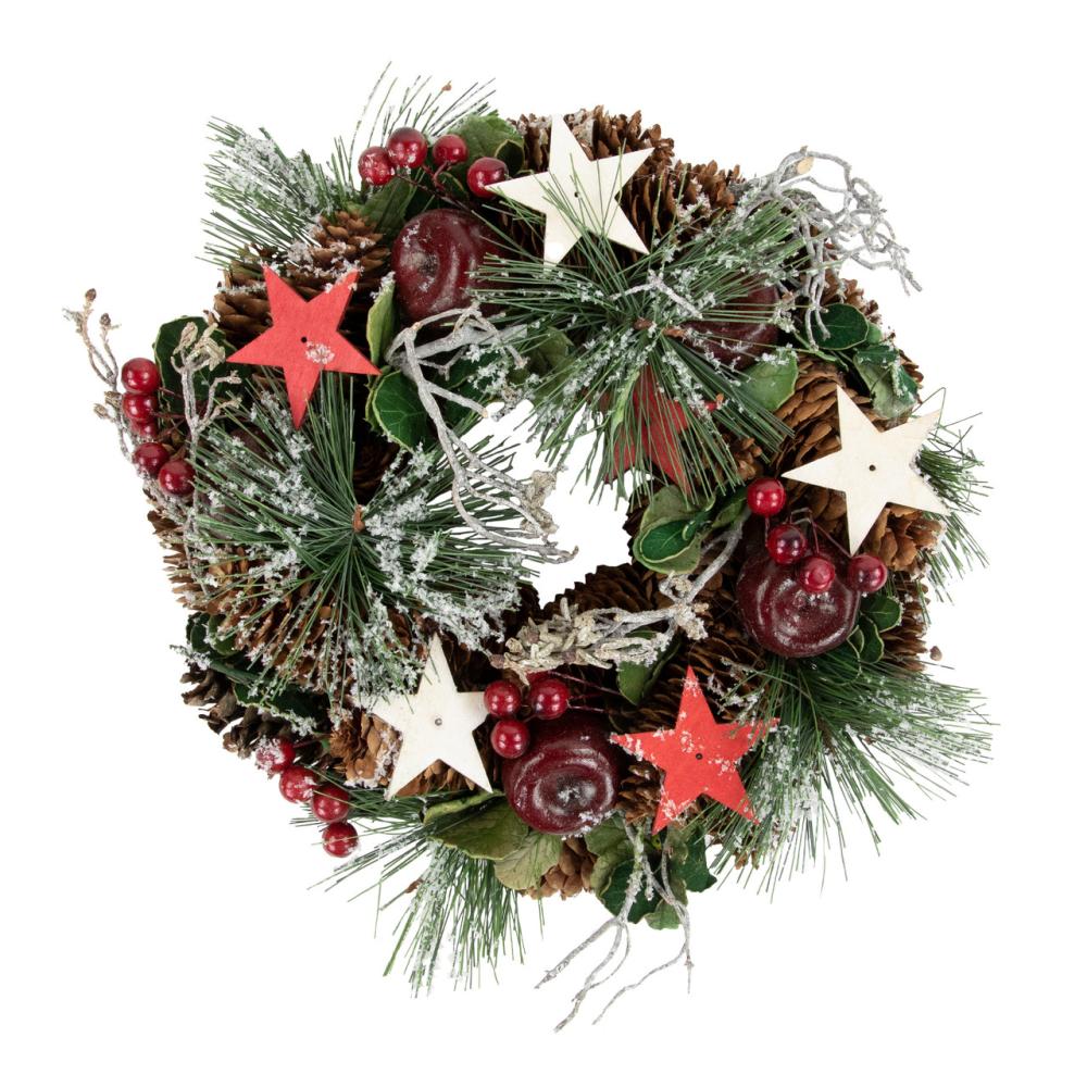 Specialty Wreaths | Apples, Stars and Pine Cones Frosted Artificial Christmas Wreath, 10-Inch, Unlit Specialty Wreaths Specialty Wreaths