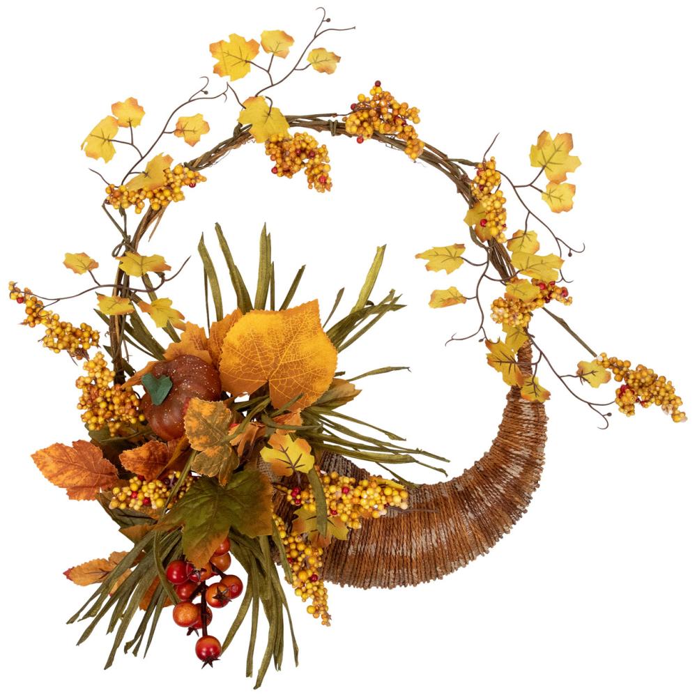 Specialty Wreaths | Autumn Leaves with Berries Artificial Fall Harvest Cornucopia Wreath, 18-Inch, Unlit Specialty Wreaths Specialty Wreaths