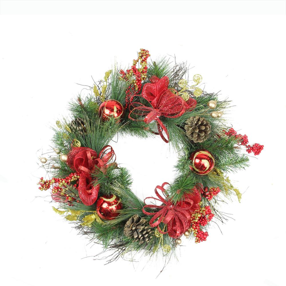 Specialty Wreaths | Berries and Ornaments Embellished Artificial Christmas Wreath – 26-Inch, Unlit Berry Wreaths Berry Wreaths