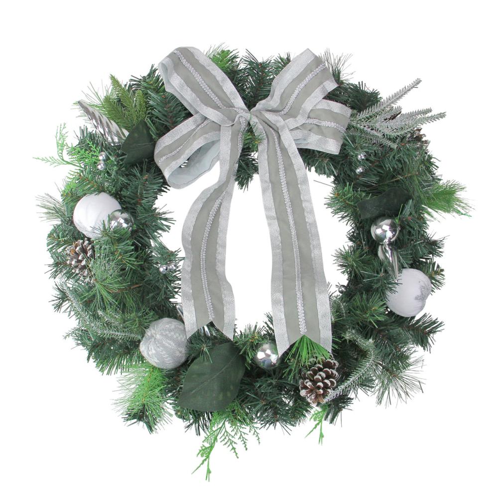 Specialty Wreaths | Bow and Pine Cone Artificial Christmas Wreath – 24-Inch, Unlit Specialty Wreaths Specialty Wreaths