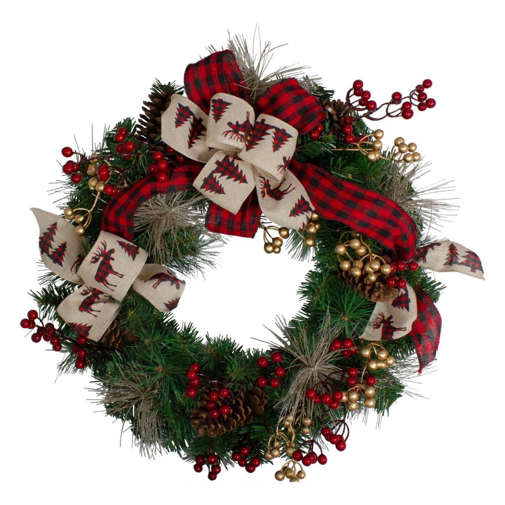 Specialty Wreaths | Bows and Berries Artificial Christmas Wreaths – 24-Inch, Unlit Specialty Wreaths Specialty Wreaths