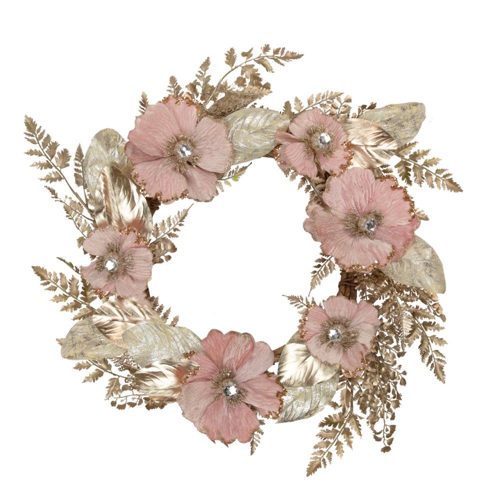 Specialty Wreaths | Champange and Pink Flower Wreath, 24-Inch, Unlit Specialty Wreaths Specialty Wreaths