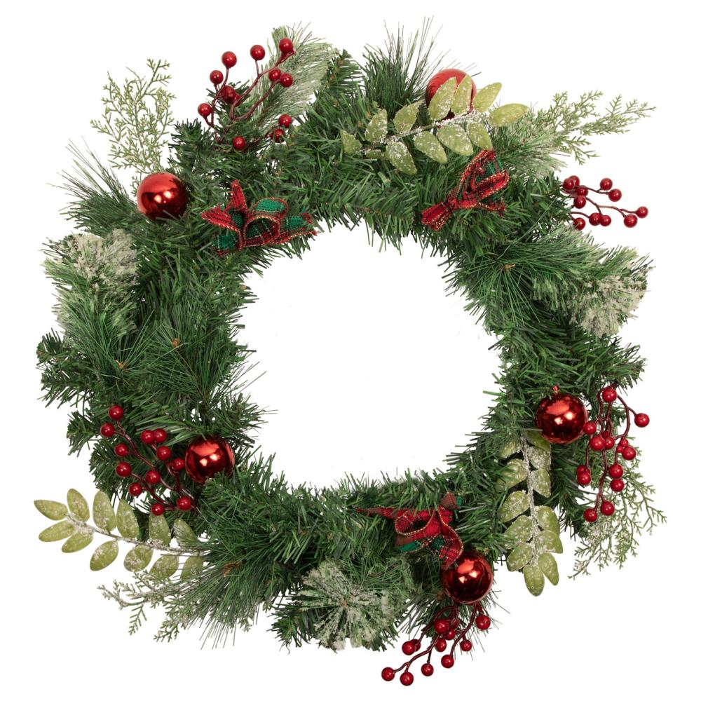 Specialty Wreaths | Decorated Frosted Pine and Pine Cone Artificial Christmas Wreath, 24-Inch, Unlit Specialty Wreaths Specialty Wreaths