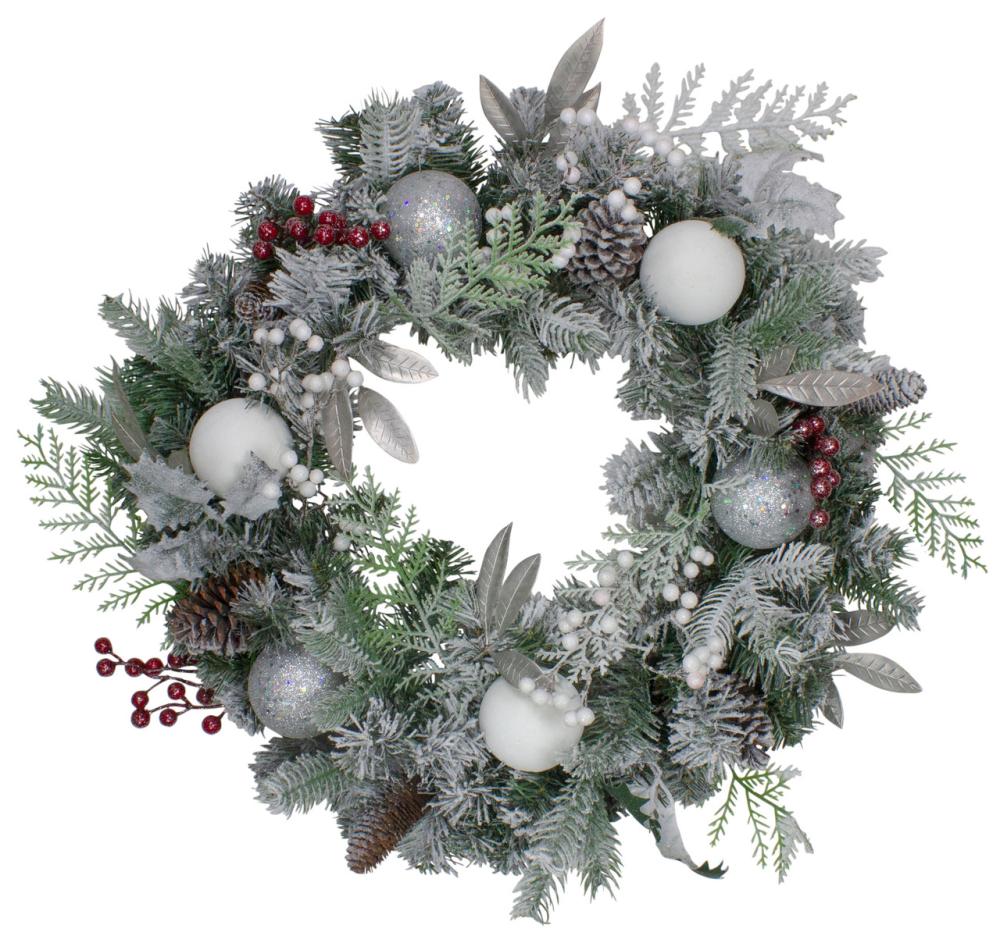 Specialty Wreaths | Frosted Cedar and Berries Artificial Christmas Wreath – 24-Inch, Unlit Specialty Wreaths Specialty Wreaths