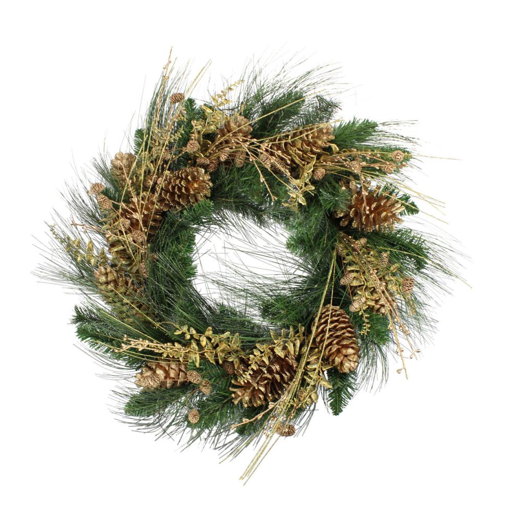 Specialty Wreaths | Gold Glitter Pine Cone and Berry Artificial Christmas Wreath – 26-Inch, Unlit Specialty Wreaths Specialty Wreaths