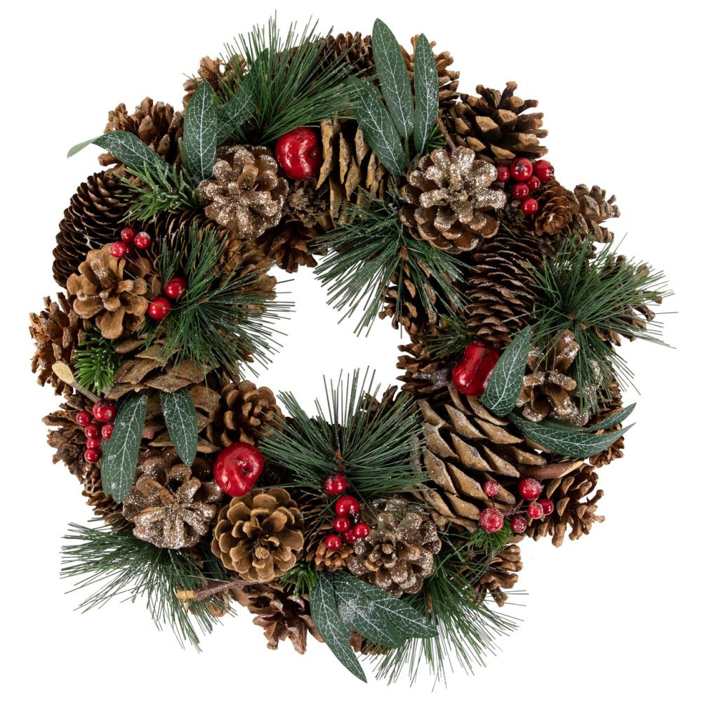 Specialty Wreaths | Green Mixed Foliage and Apple Artificial Christmas Wreath, 13.75-Inch, Unlit Specialty Wreaths Specialty Wreaths