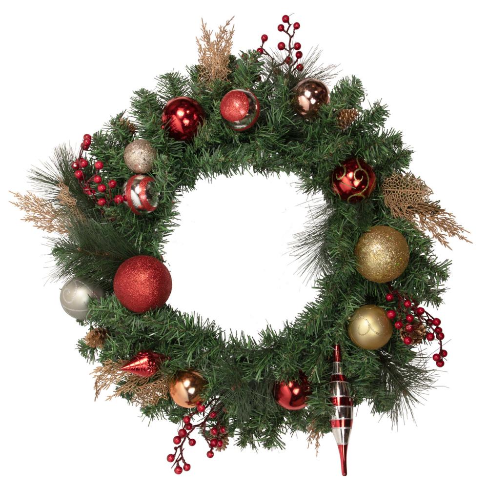 Specialty Wreaths | Green Mixed Foliage and Ornaments Artificial Christmas Wreath, 30-Inch, Unlit Specialty Wreaths Specialty Wreaths