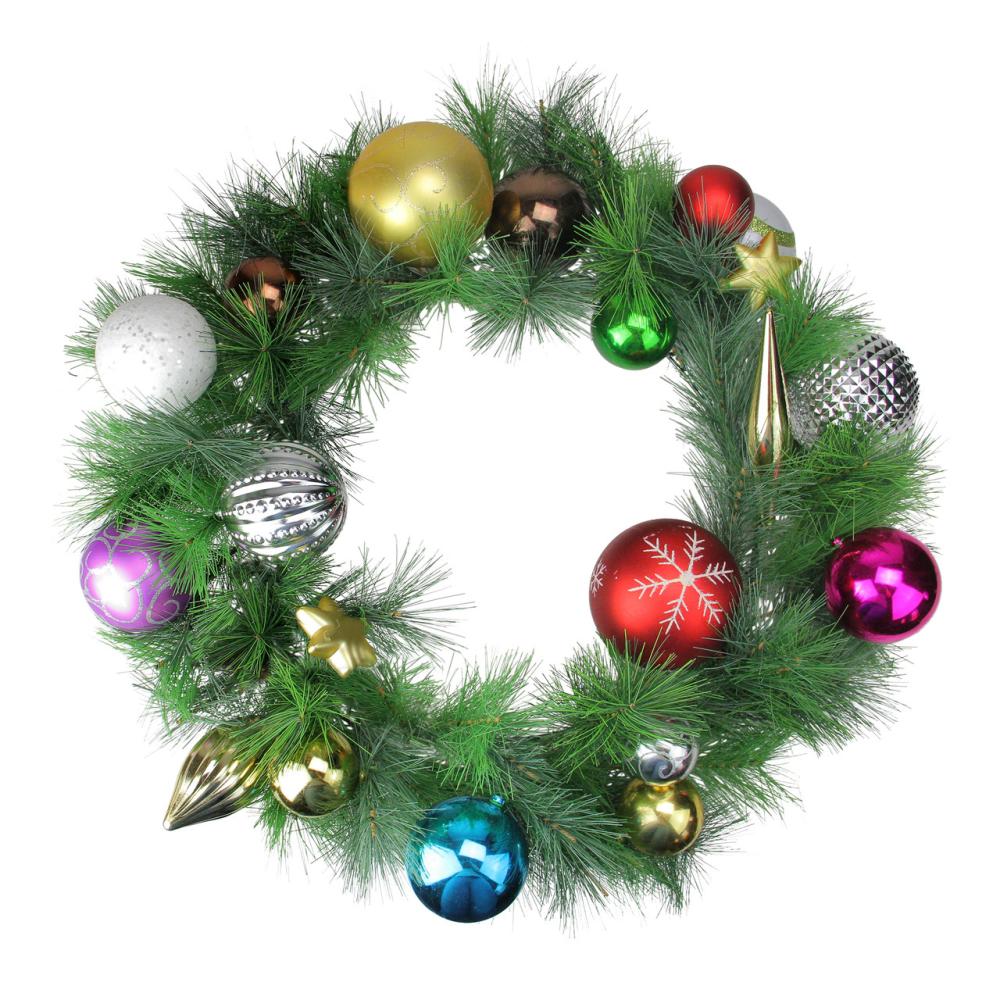 Specialty Wreaths | Ornaments and Artificial Pine Christmas Wreath – 24" – Multicolor – Unlit Specialty Wreaths Specialty Wreaths