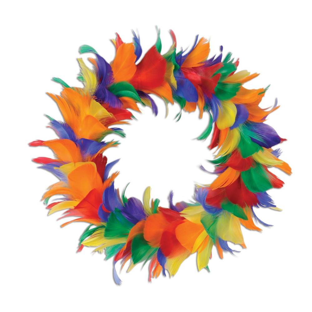 Specialty Wreaths | Pack of 6 Rainbow Colored Decorative Feather Wreath 12" Specialty Wreaths Specialty Wreaths