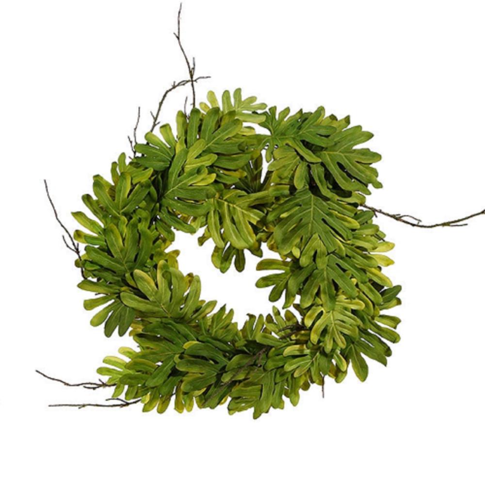 Specialty Wreaths | Philodendron Leaves and Twigs Artificial Tropical Wreath – 26-Inch, Unlit Specialty Wreaths Specialty Wreaths