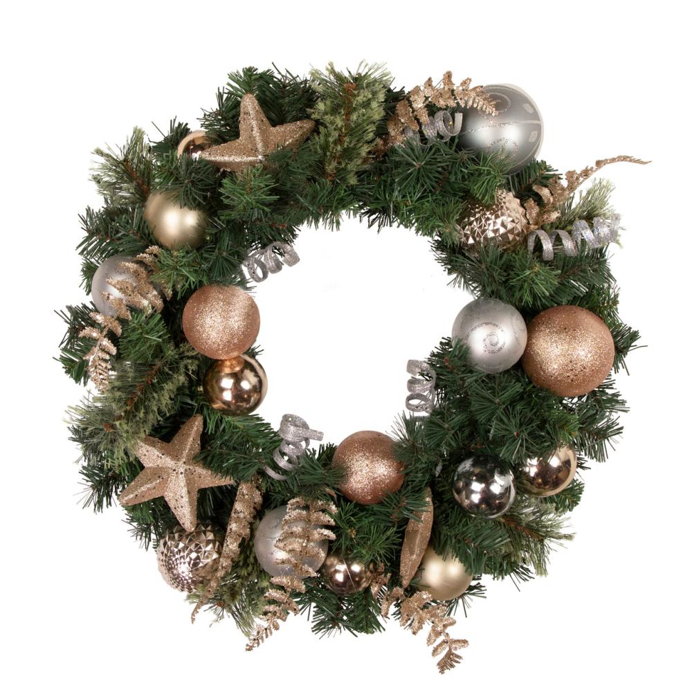 Specialty Wreaths | Pine and Ball Green Artificial Christmas Wreath – 24-Inch, Unlit Specialty Wreaths Specialty Wreaths