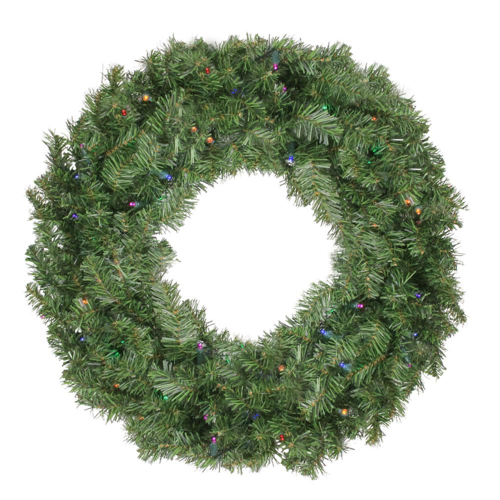 Specialty Wreaths | Pre-Lit Battery Operated Canadian Pine Christmas Wreath with Timer – 24" – Multi-Color LED Lights Pre-Lit Wreaths Pre-Lit Wreaths