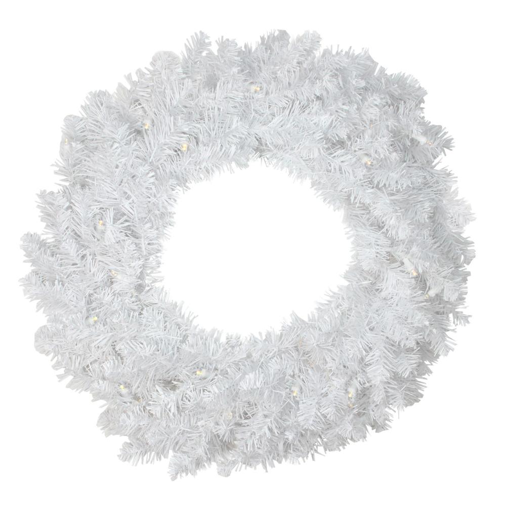 Specialty Wreaths | Pre-Lit Battery Operated White Pine Christmas Wreath – 24" -LED Candlelight Lights Pre-Lit Wreaths Pre-Lit Wreaths