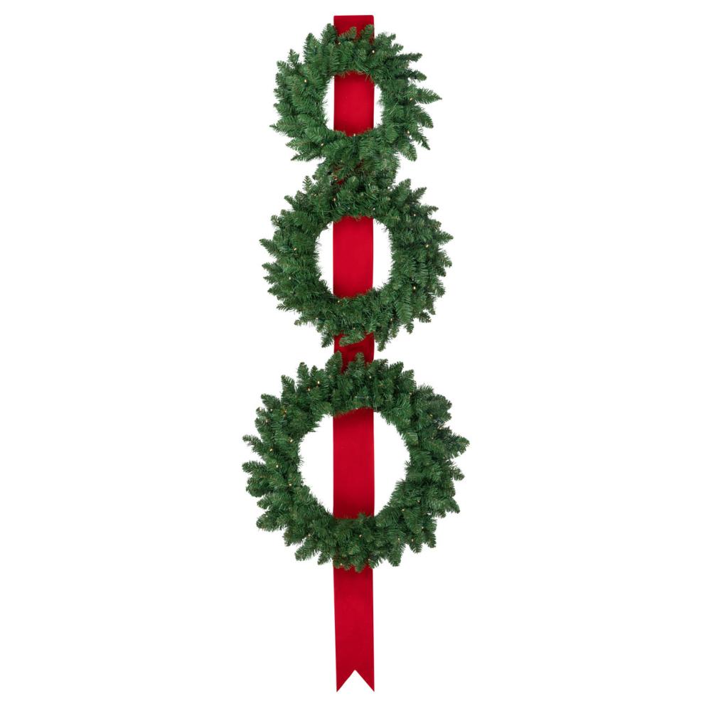 Specialty Wreaths | Pre-Lit Battery Operated Wreath Trio Christmas Decoration – 6.5′ – Clear LED Lights Specialty Wreaths Specialty Wreaths