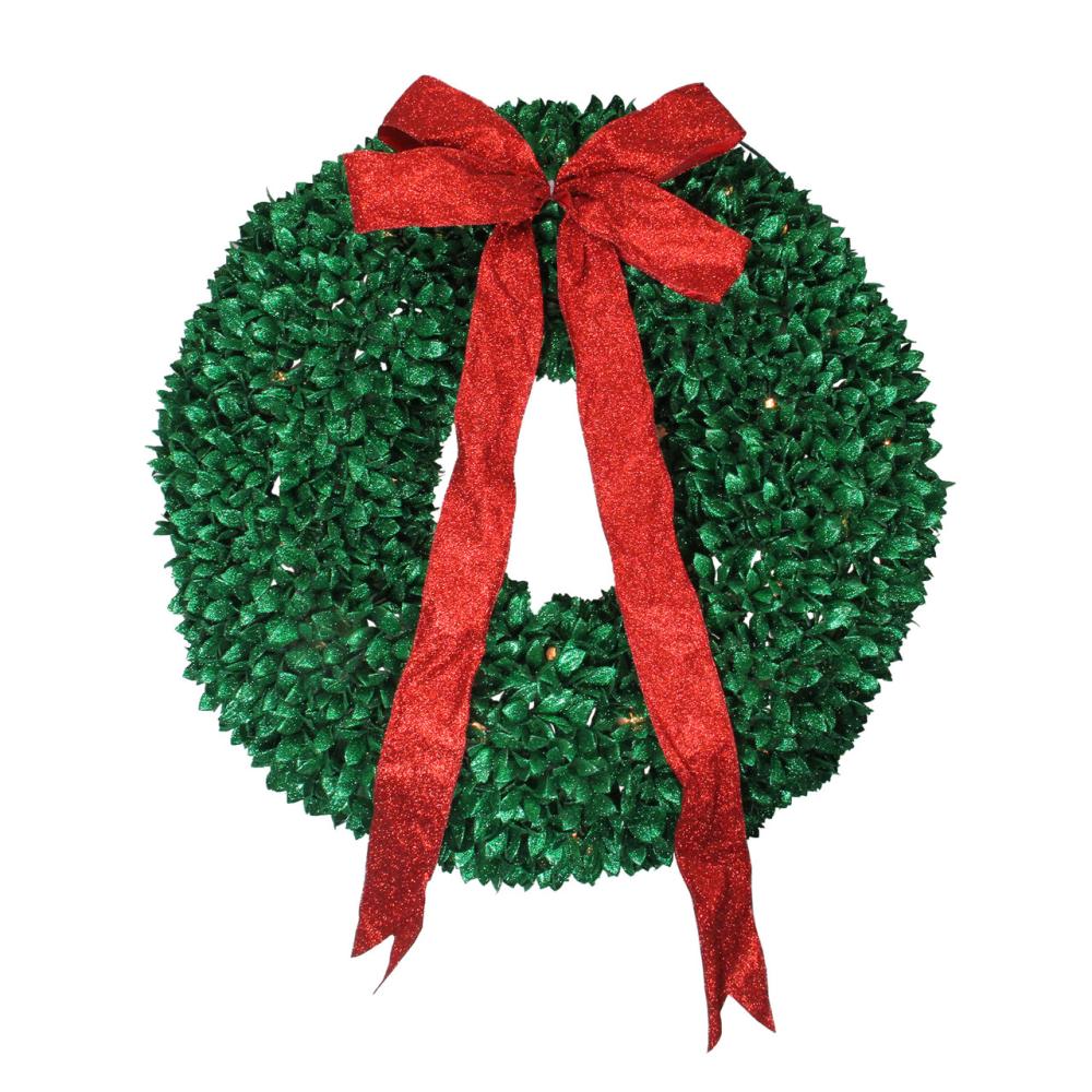 Specialty Wreaths | Pre-Lit Glittered Leaves Artificial Christmas Wreath – 28-Inch, Clear Lights Specialty Wreaths Specialty Wreaths