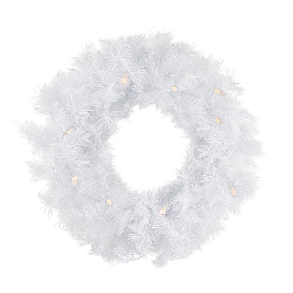 Specialty Wreaths | Pre-Lit White Alaskan Pine Artificial Christmas Wreath, 48-Inch, Warm White LEDLights Pre-Lit Wreaths Pre-Lit Wreaths