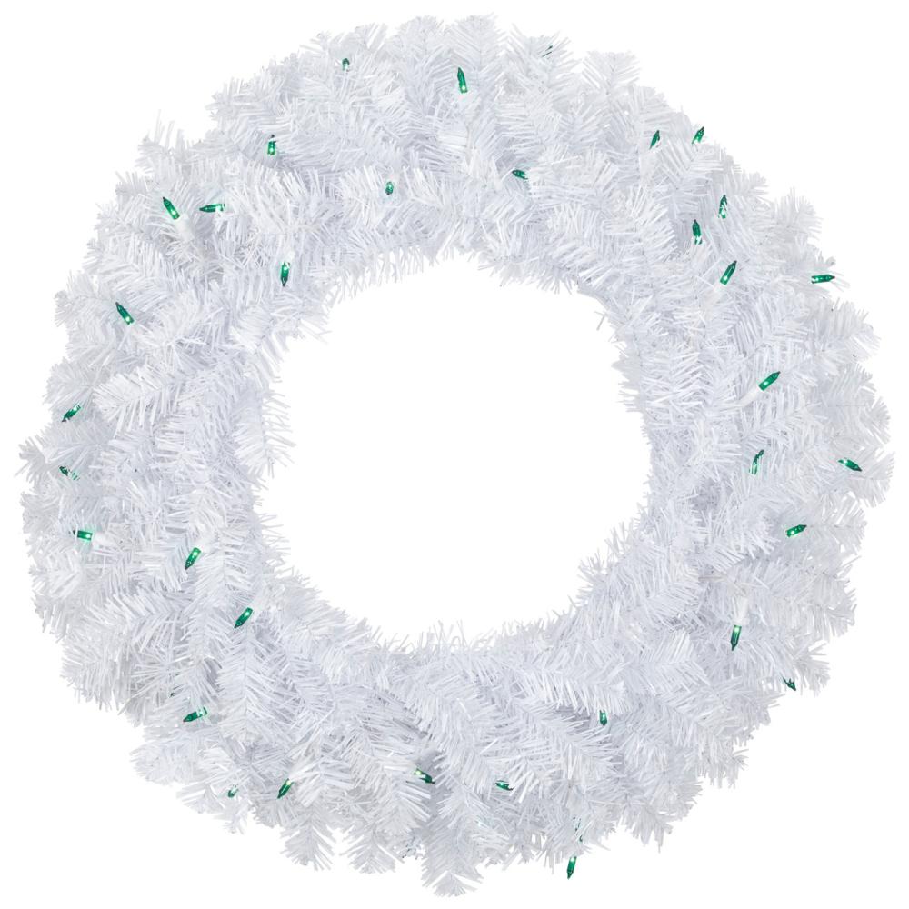 Specialty Wreaths | Pre-Lit Woodbury White Pine Artificial Christmas Wreath, 24-Inch, Green Lights Pre-Lit Wreaths Pre-Lit Wreaths