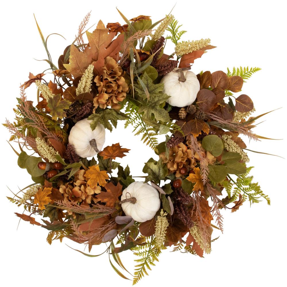 Specialty Wreaths | Pumpkins and Leaves Artificial Fall Harvest Wreath – 26" – Unlit Specialty Wreaths Specialty Wreaths