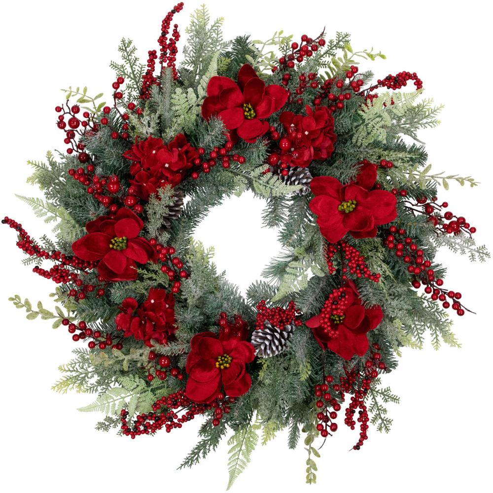 Specialty Wreaths | Real Touch™ Poinsettia and Pinecone Artificial Christmas Wreath – 38" – Unlit Specialty Wreaths Specialty Wreaths