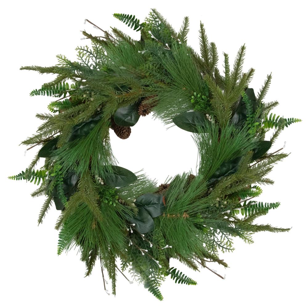 Specialty Wreaths | Real Touch™️ Long Needle Pine and Mixed Foliage Artificial Christmas Wreath – 25" – Unlit Specialty Wreaths Specialty Wreaths