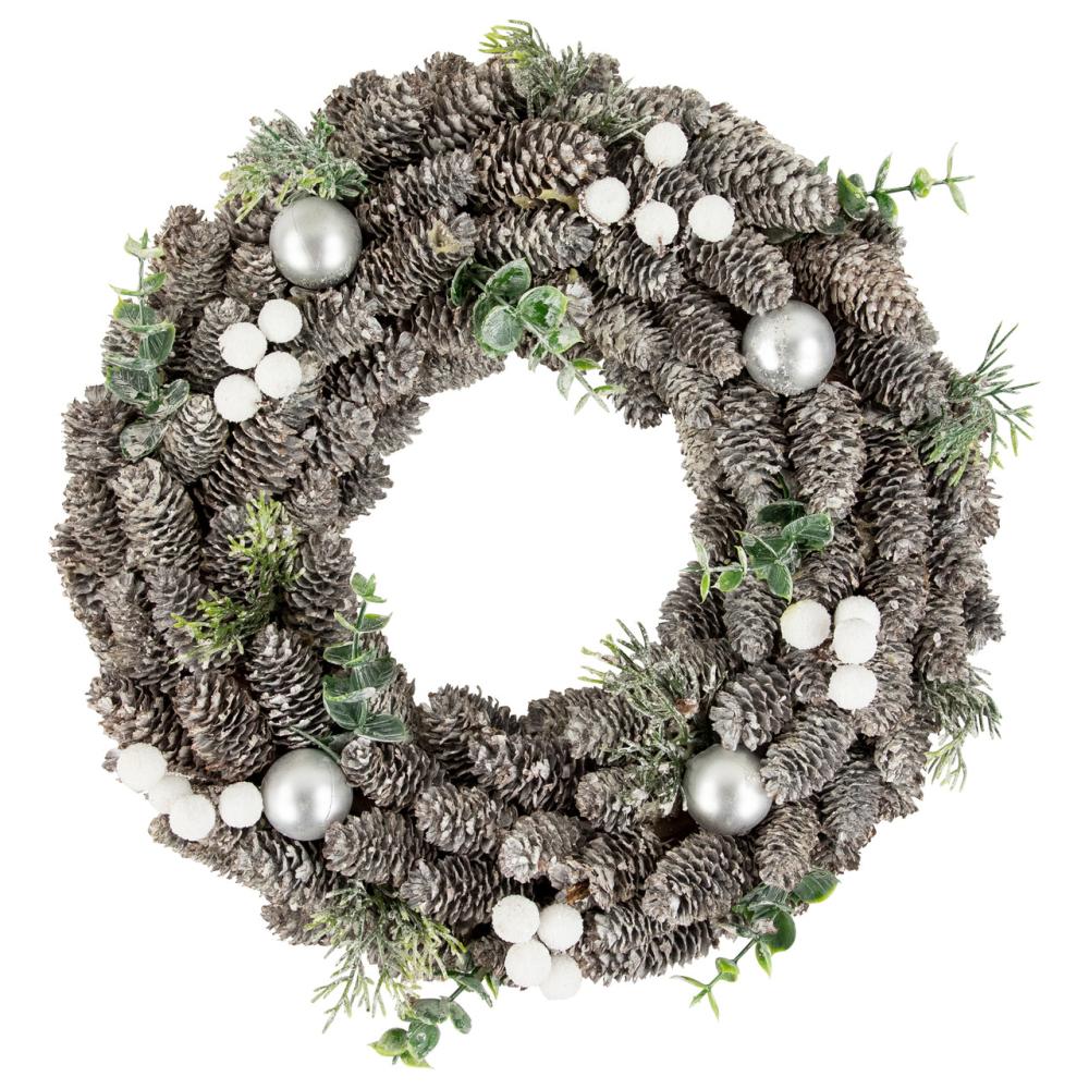 Specialty Wreaths | White Berry and Pinecone Foliage Christmas Ornament Wreath, 12.5-Inch, Unlit Specialty Wreaths Specialty Wreaths