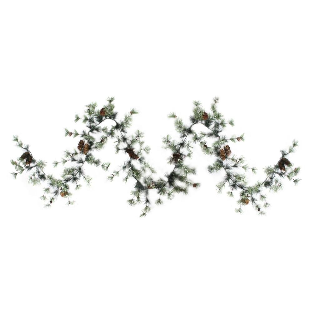 Traditional Pine Garland | 9.5′ Frosted Pine with Pine Cones Artificial Christmas Garland – Unlit Garland Traditional Pine Garland