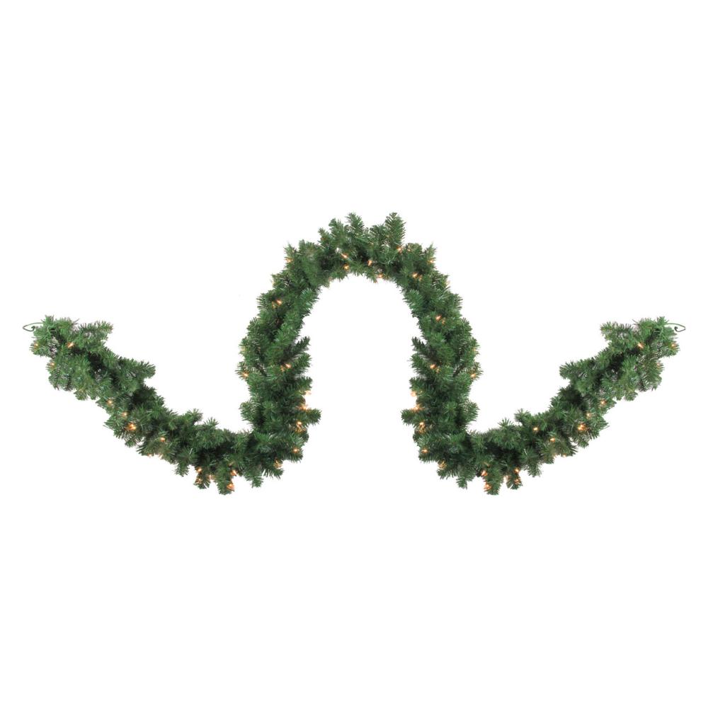 Traditional Pine Garland | 9′ x 10" Pre-Lit Pine Artificial Christmas Garland – Clear AlwaysLit Lights Garland Pre-Lit Garland