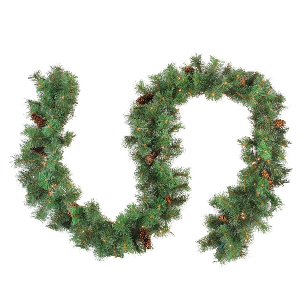 Traditional Pine Garland | 9′ x 12" Pre-Lit Royal Oregon Pine Artificial Christmas Garland, Clear Lights Garland Pre-Lit Garland