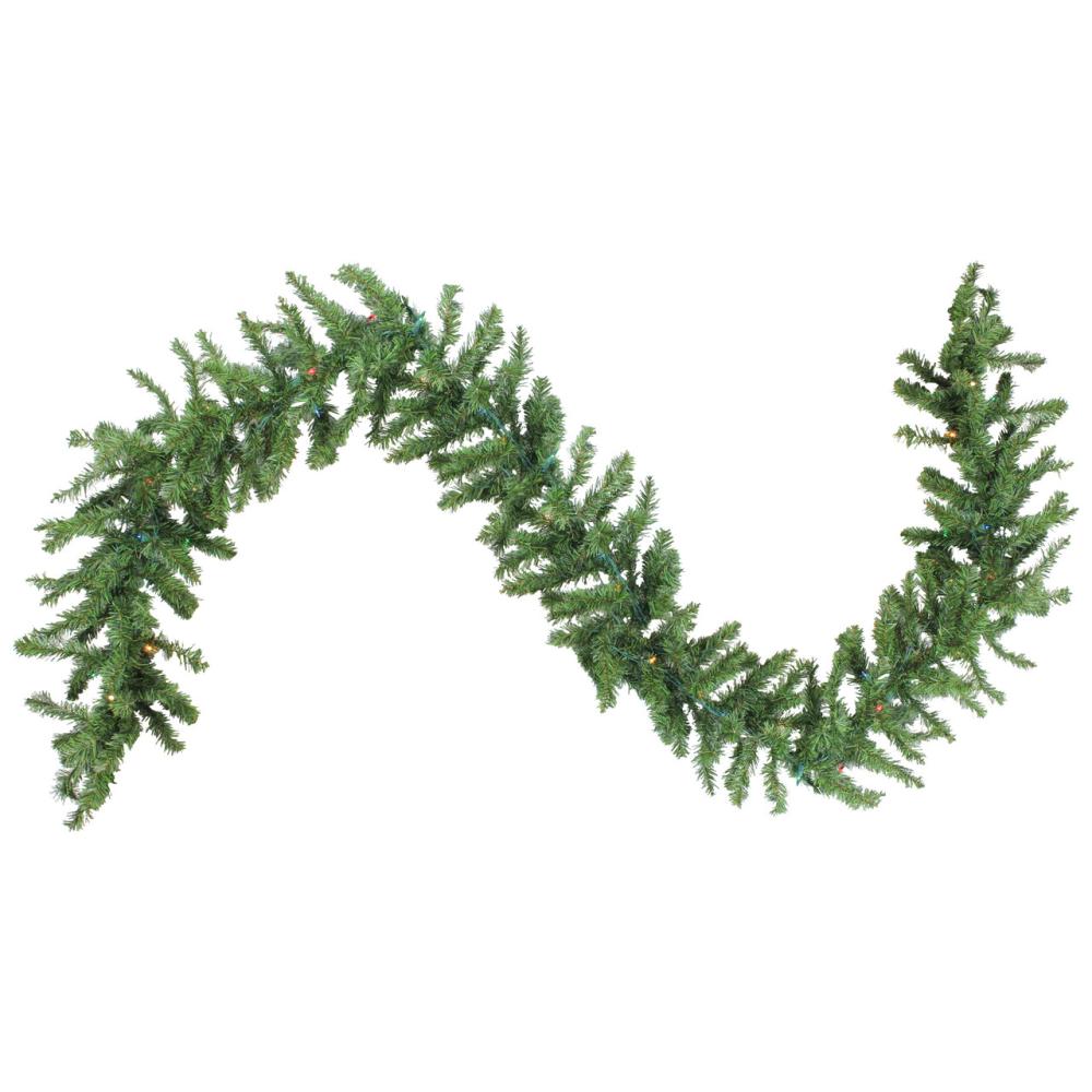 Traditional Pine Garland | 9′ x 8" Pre-Lit Canadian Pine Artificial Christmas Garland, Multi Lights Garland Pre-Lit Garland