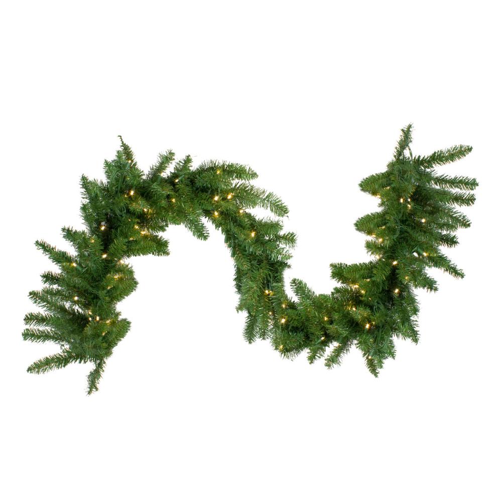 Traditional Pine Garland | Pre-Lit Buffalo Fir Commercial Artificial Christmas Garland – 25′ x 18" – Warm White LED Lights Garland Pre-Lit Garland