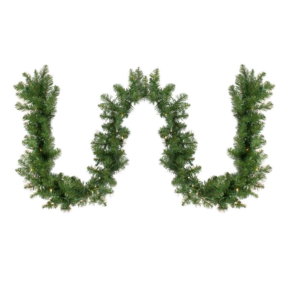 Traditional Pine Garland | Pre-Lit Buffalo Fir Commercial Artificial Christmas Garland – 50′ x 10" – Warm White LED Lights Garland Pre-Lit Garland