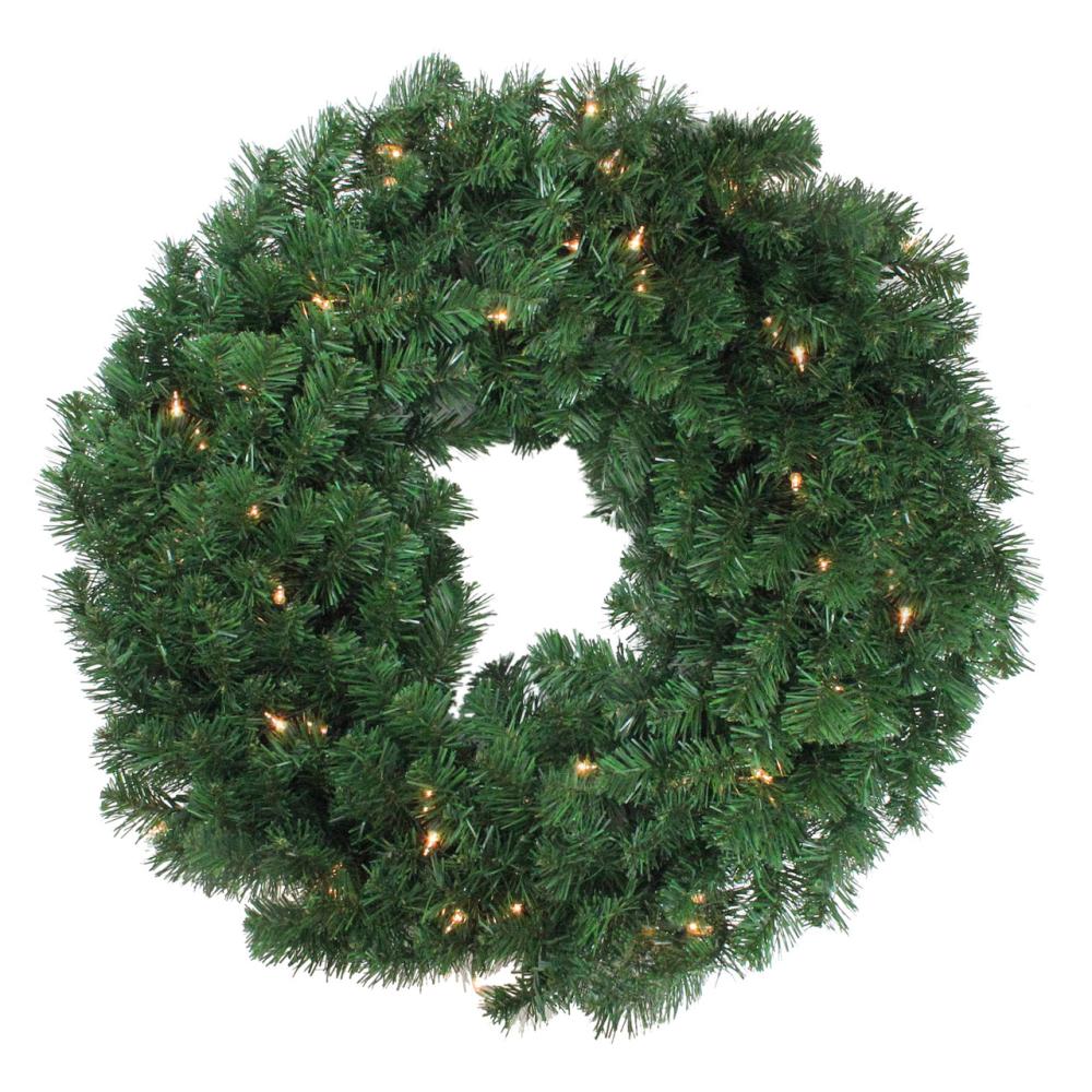 Traditional Pine Wreaths | 30" Pre-Lit Deluxe Windsor Pine Artificial Christmas Wreath – Clear Lights Pre-Lit Wreaths Pre-Lit Wreaths