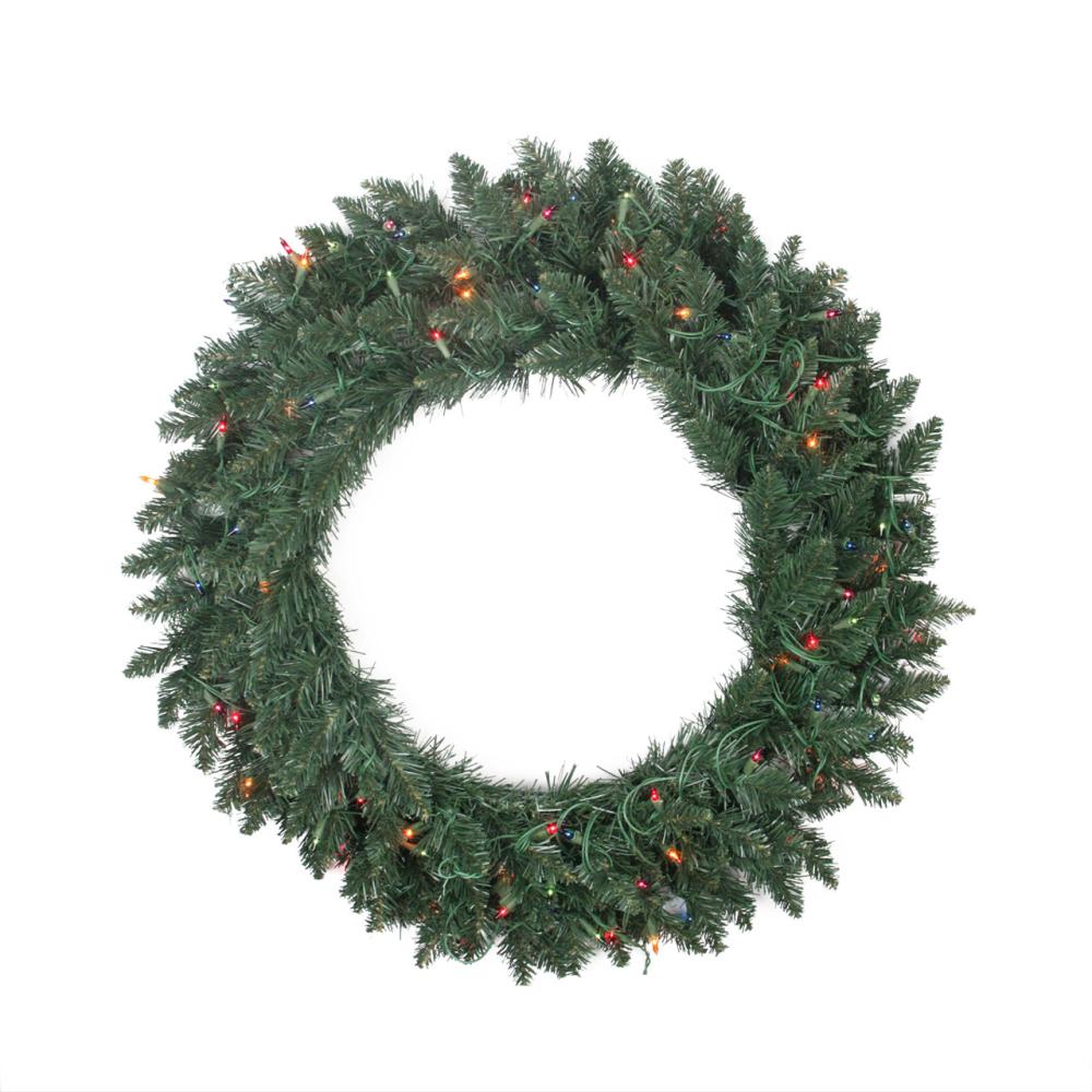 Traditional Pine Wreaths | 30" Pre-Lit Traditional Pine Artificial Christmas Wreath – Multi Lights Pre-Lit Wreaths Pre-Lit Wreaths