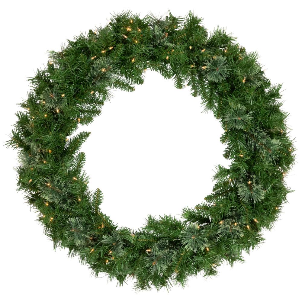 Traditional Pine Wreaths | 36" Pre-Lit Mixed Cashmere Pine Artificial Christmas Wreath – Clear Lights Pre-Lit Wreaths Pre-Lit Wreaths