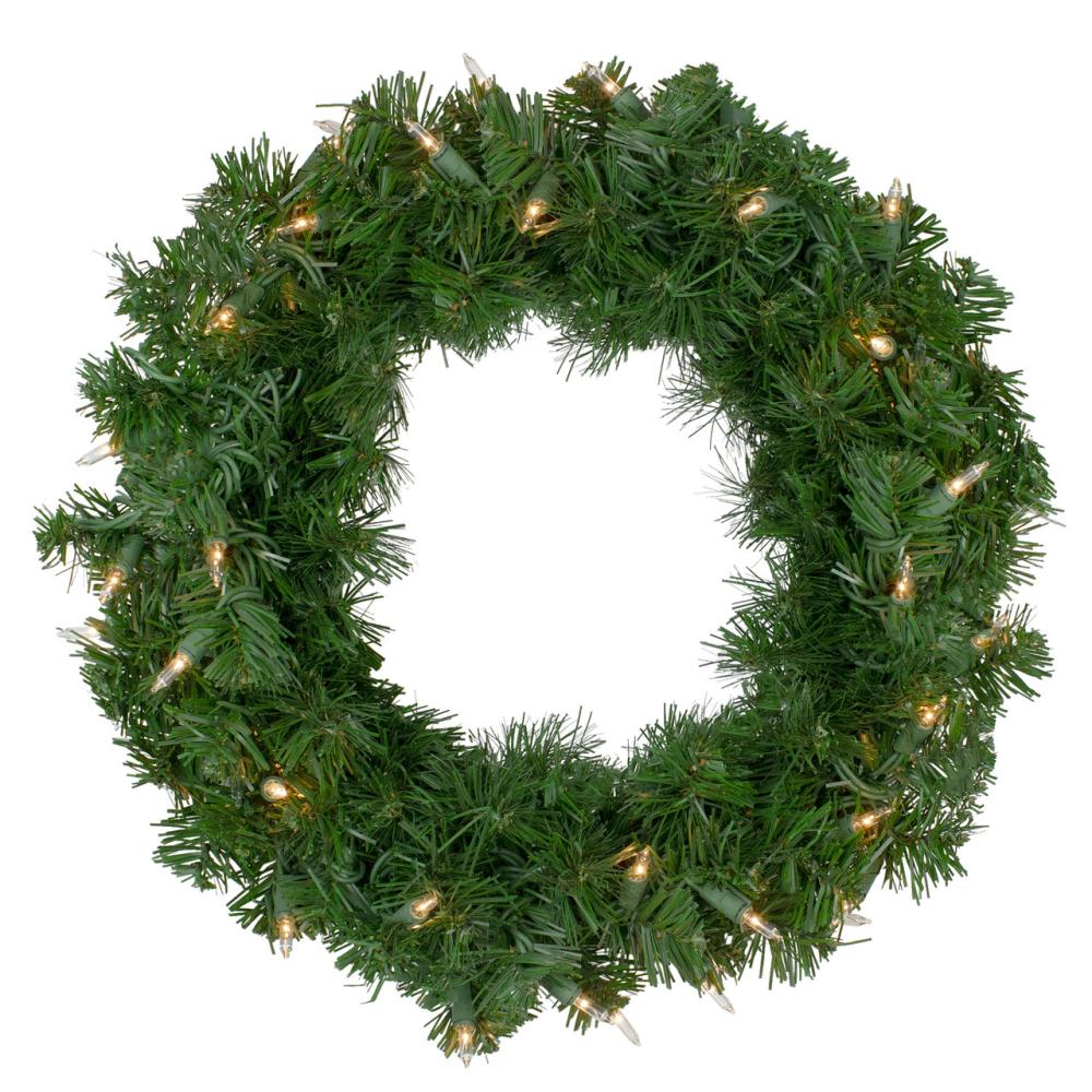 Traditional Pine Wreaths | Deluxe Windsor Pine Artificial Christmas Wreath – 16-Inch, Clear Lights Pre-Lit Wreaths Pre-Lit Wreaths