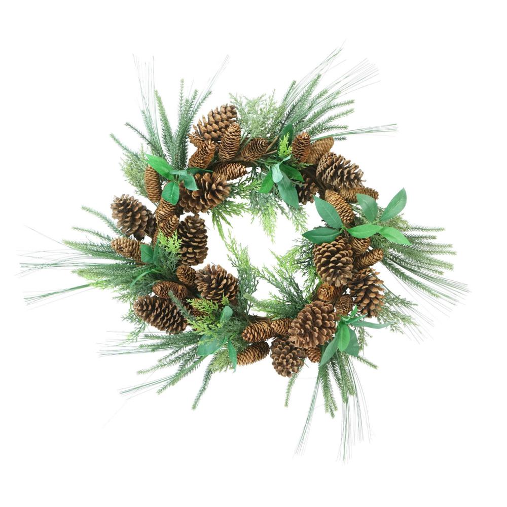 Traditional Pine Wreaths | Green Foilage with Mixed Pinecones Artificial Christmas Wreath – 24-Inch, Unlit Traditional Pine Wreaths Traditional Pine Wreaths