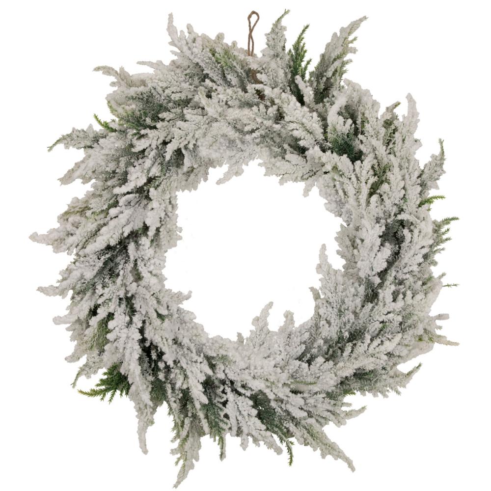 Traditional Pine Wreaths | Heavily Flocked Pine Artificial Christmas Wreath – 20-Inch – Unlit Frosted, Flocked, Iced Wreaths Frosted, Flocked, Iced Wreaths