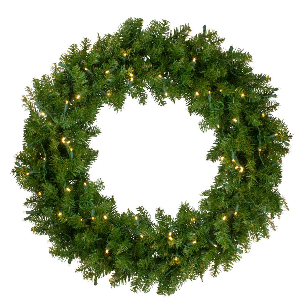 Traditional Pine Wreaths | Lighted Northern Pine Artificial Christmas Wreath – 36 inch, Warm Clear LED Lights Pre-Lit Wreaths Pre-Lit Wreaths