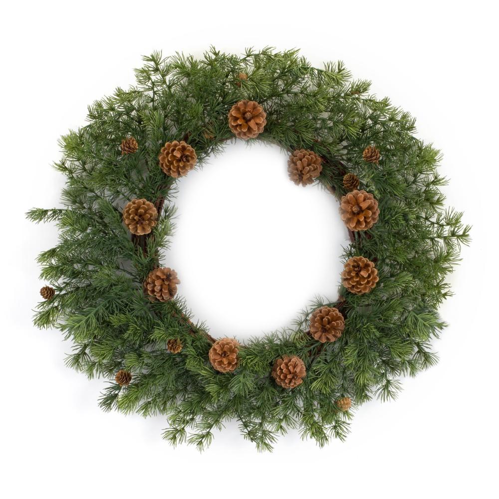 Traditional Pine Wreaths | Pine and Pinecone Artificial Christmas Wreath, 25.5-Inch, Unlit Traditional Pine Wreaths Traditional Pine Wreaths