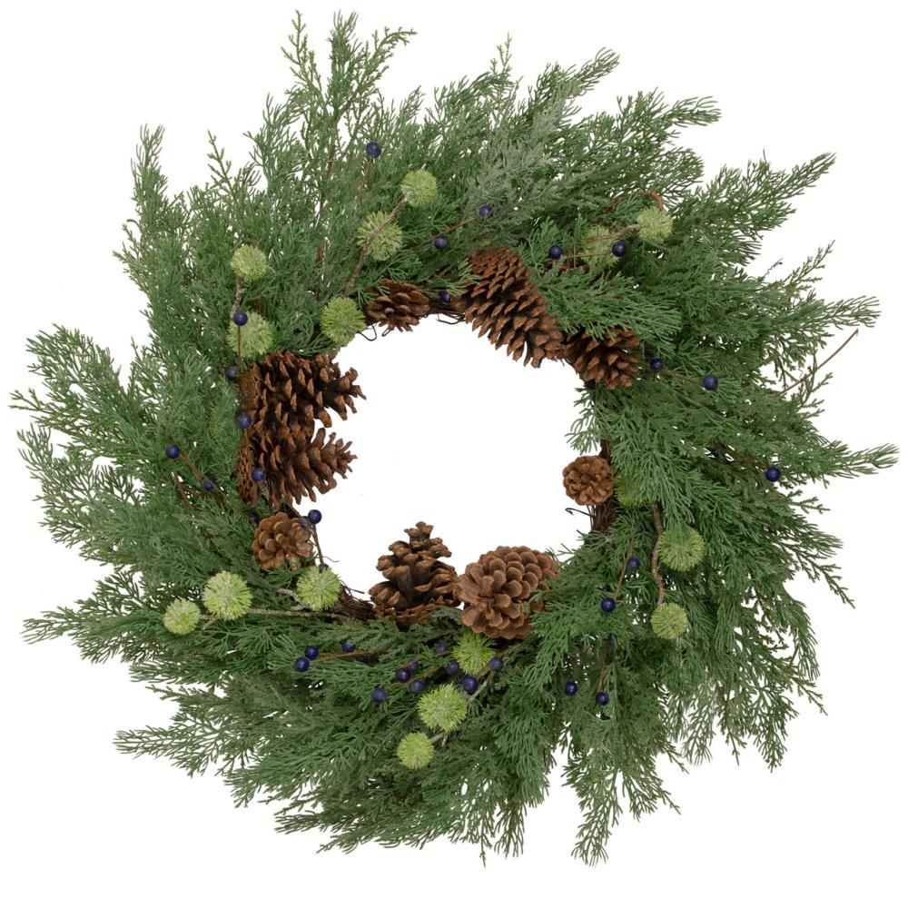 Traditional Pine Wreaths | Pinecones and Blueberries Artificial Christmas Wreath, 28-Inch, Unlit Wreaths Traditional Pine Wreaths