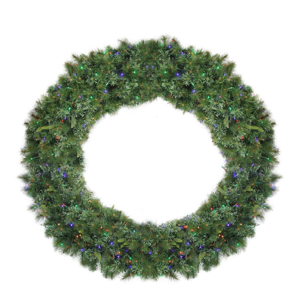 Traditional Pine Wreaths | Pre-Lit Ashcroft Cashmere Pine Commercial Artificial Christmas Wreath – 6′ – Multi LED Lights Pre-Lit Wreaths Pre-Lit Wreaths